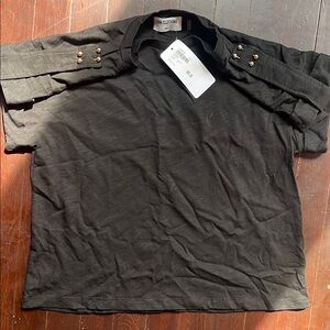 Black Short Sleeve Cotton Tee Versatile Casual